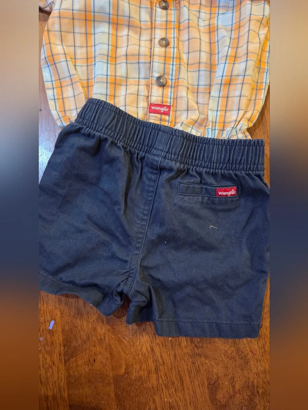 🧸3/$15🧸 NWT Wrangler Baby Boy Outfit Size 9M Plaid Short Sleeve Shirt & Shorts